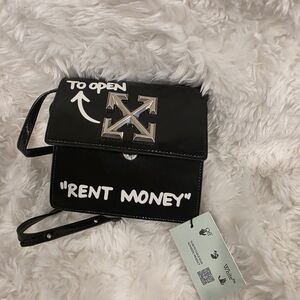 Black Crossbody Bag with Silver Accents